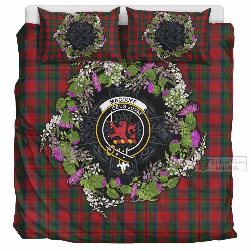 MacDuff (McDuff) Scottish Tartan White Heather With Thistle Bedding Set Beir Buaidh! UK Bedding Set UK Super King 104*94 inch - Tartan Vibes Clothing