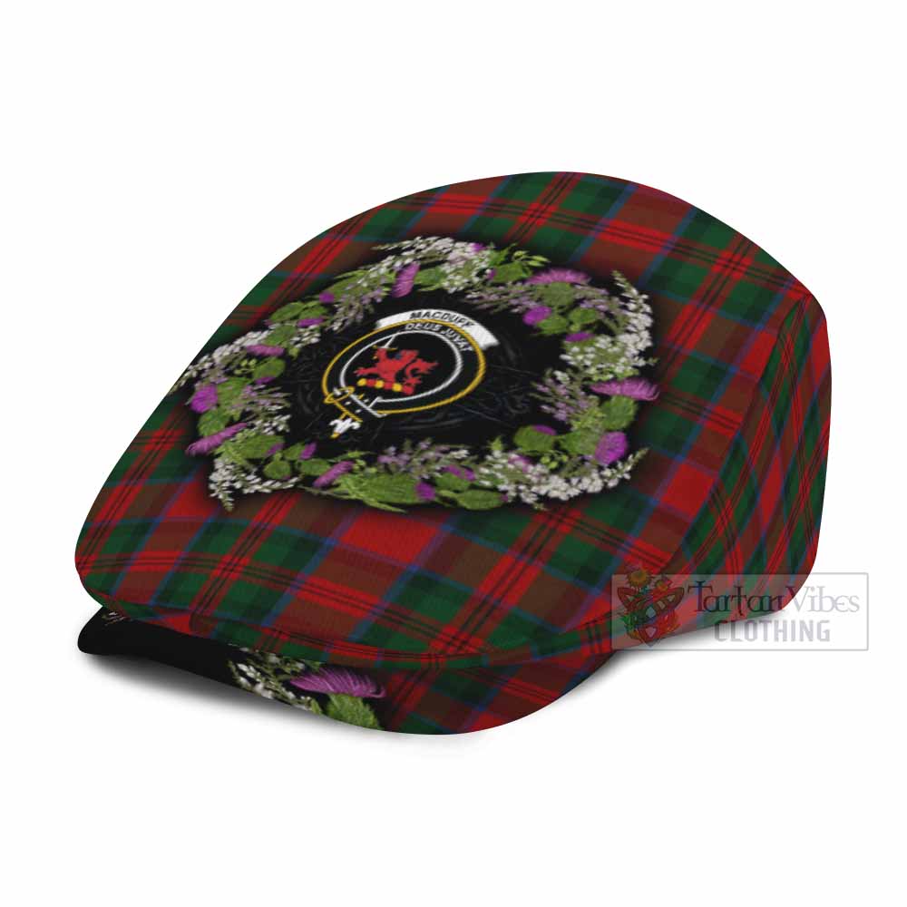 MacDuff (McDuff) Scottish Tartan White Heather With Thistle Flat Cap, Jeff Cap Beir Buaidh! - Tartan Vibes Clothing