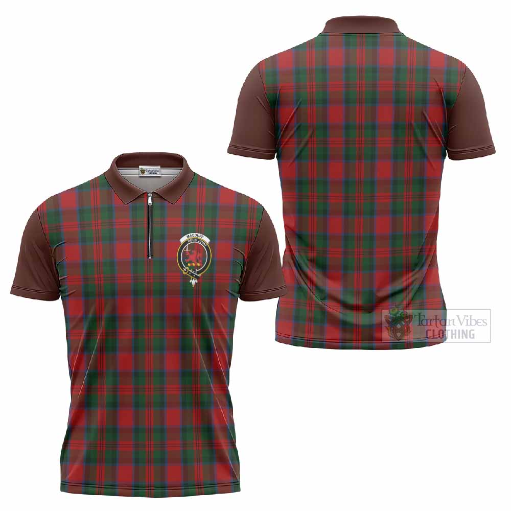 MacDuff (McDuff) Tartan Accent Zipper Polo Shirt with Family Crest