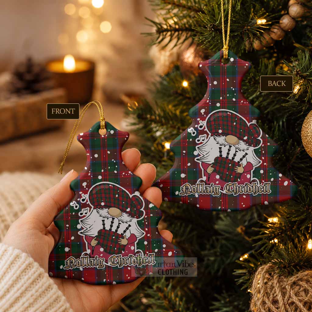 MacDuff (McDuff) Tartan Ceramic Christmas Tree Ornament Gnome Bagpiper - Chistmas Tree Decor - Tartan Vibes Clothing
