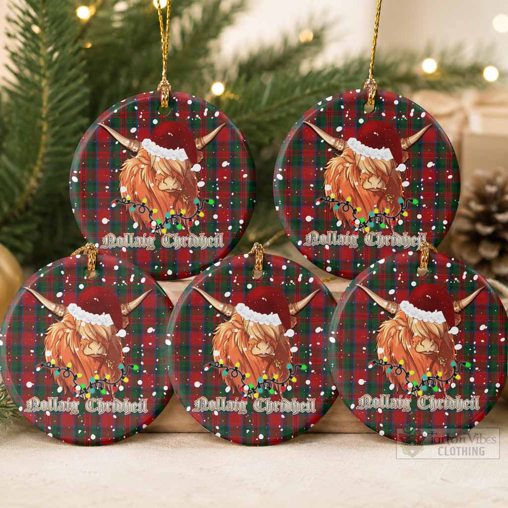 MacDuff (McDuff) Tartan Ceramic Circle Ornament Mister Coo - Highlander Decor Pack of 5 - Tartan Vibes Clothing