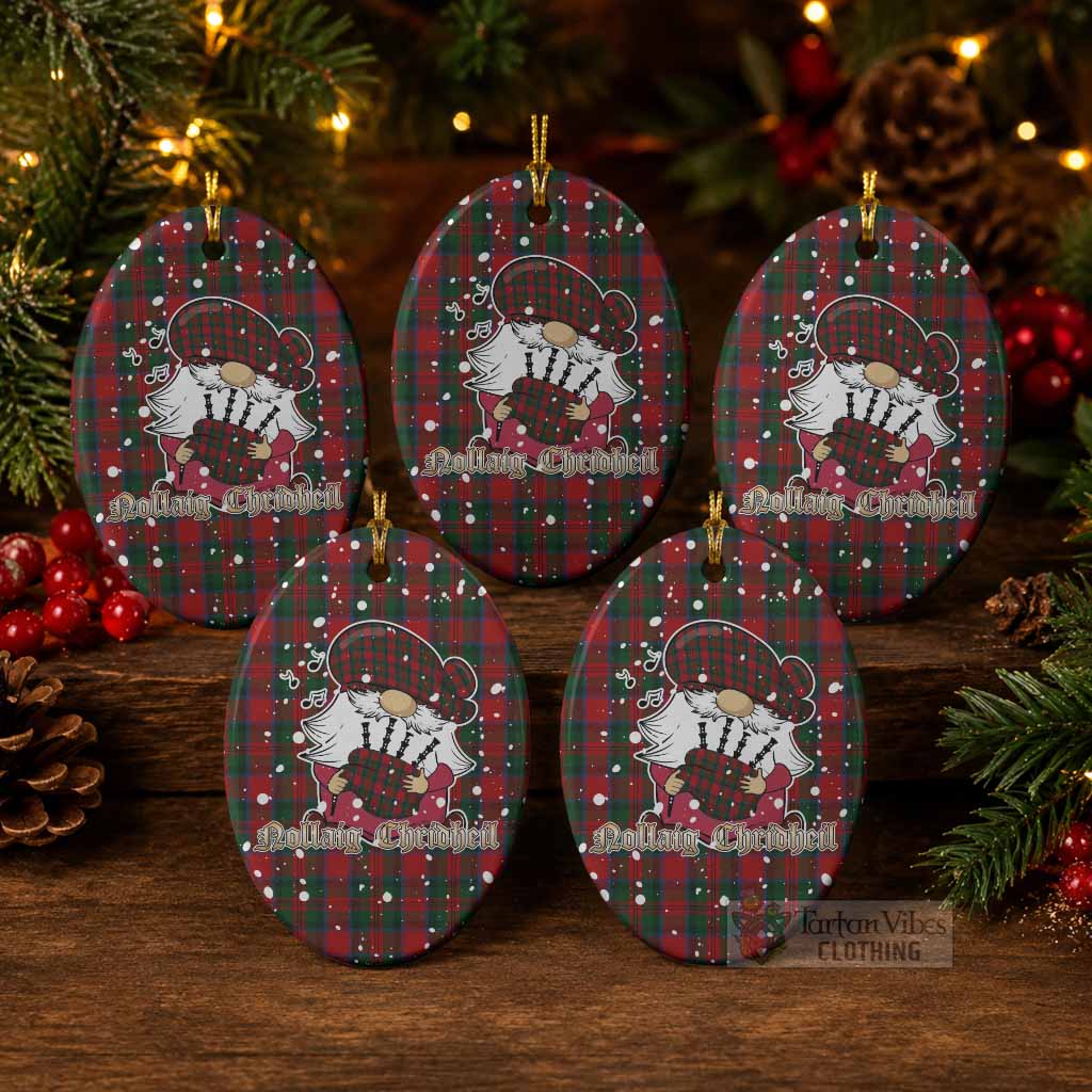 MacDuff (McDuff) Tartan Ceramic Oval Ornament Gnome Bagpiper - Chistmas Tree Decor Pack of 5 - Tartan Vibes Clothing
