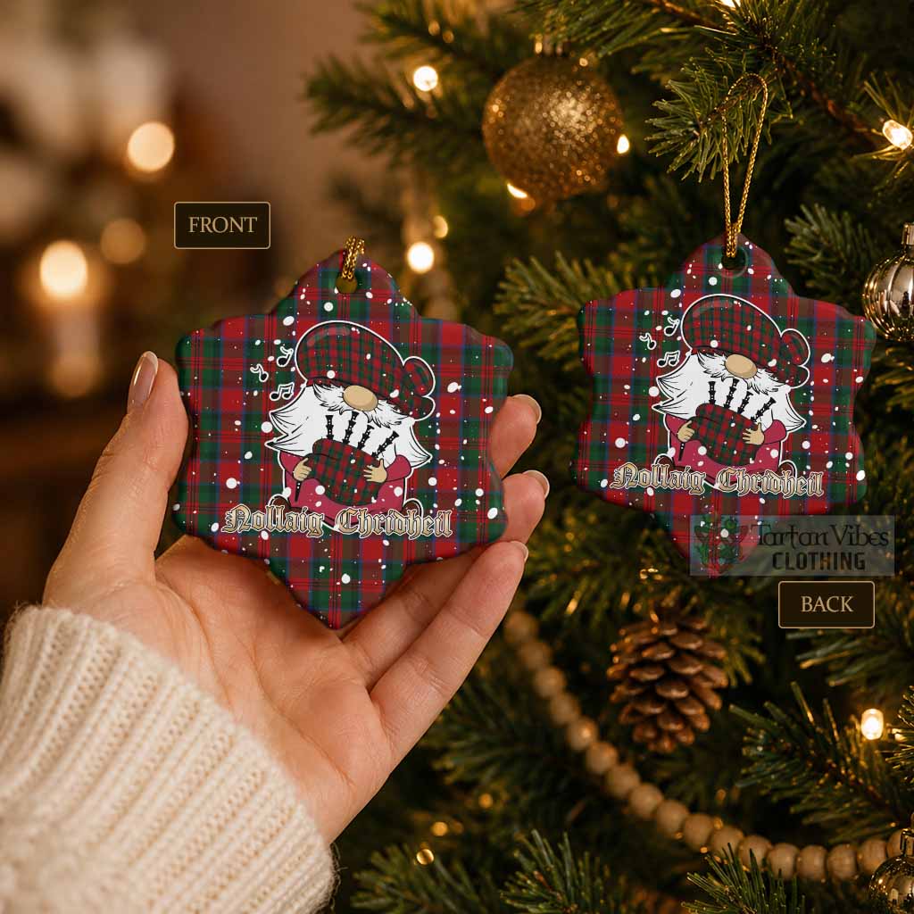 MacDuff (McDuff) Tartan Ceramic Snow Flake Ornament Gnome Bagpiper - Chistmas Tree Decor - Tartan Vibes Clothing