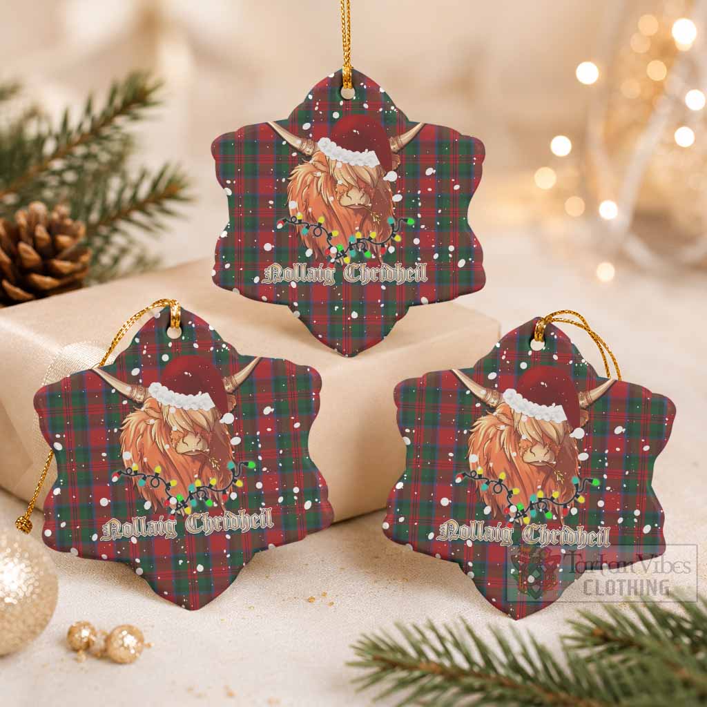 MacDuff (McDuff) Tartan Ceramic Snow Flake Ornament Mister Coo - Highlander Decor Pack of 3 - Tartan Vibes Clothing