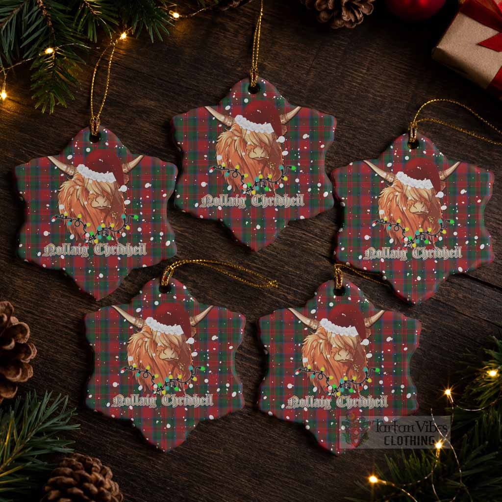 MacDuff (McDuff) Tartan Ceramic Snow Flake Ornament Mister Coo - Highlander Decor Pack of 5 - Tartan Vibes Clothing