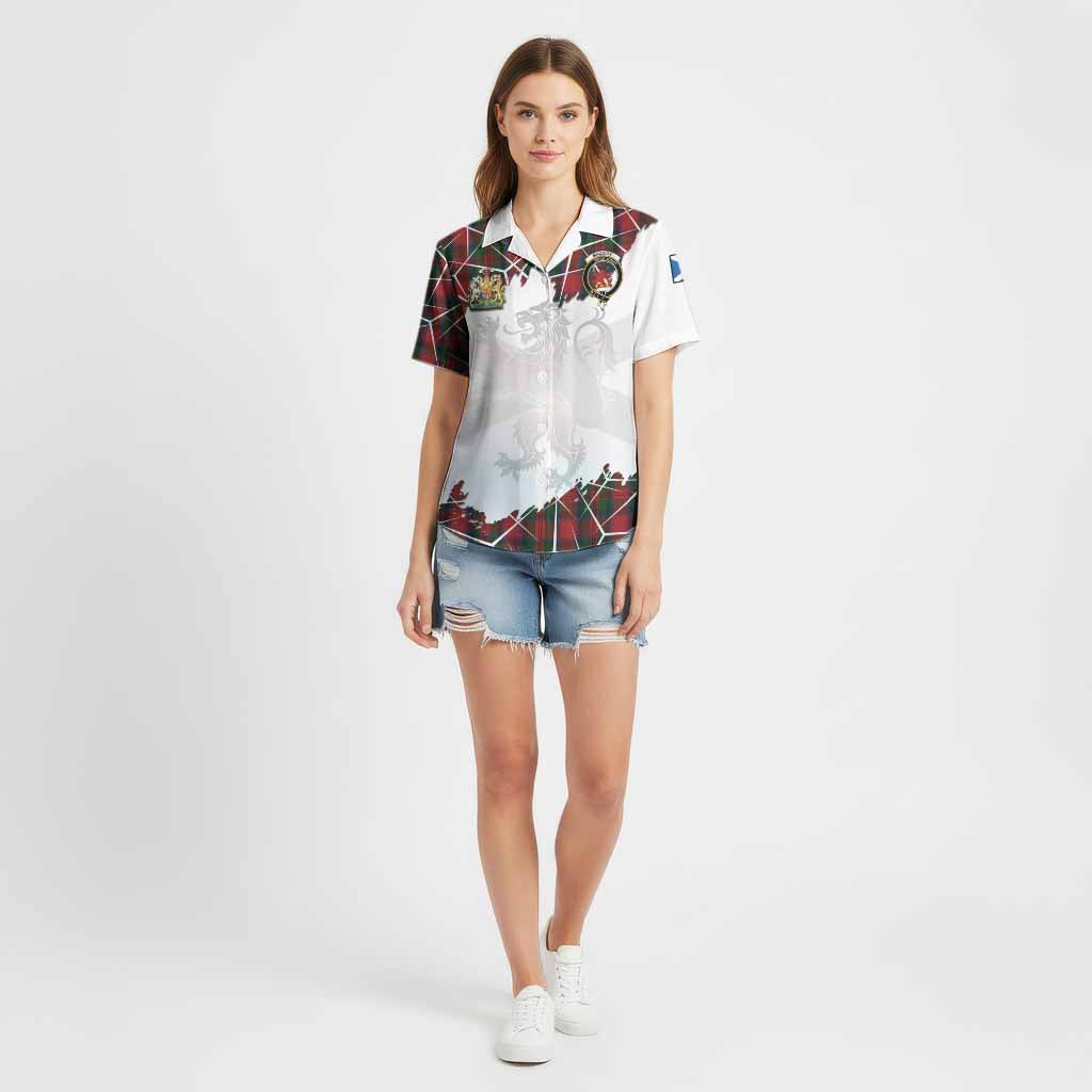 MacDuff (McDuff) Tartan Cotton Hawaiian Shirt with Family Crest and Lion Rampant Grunge Style