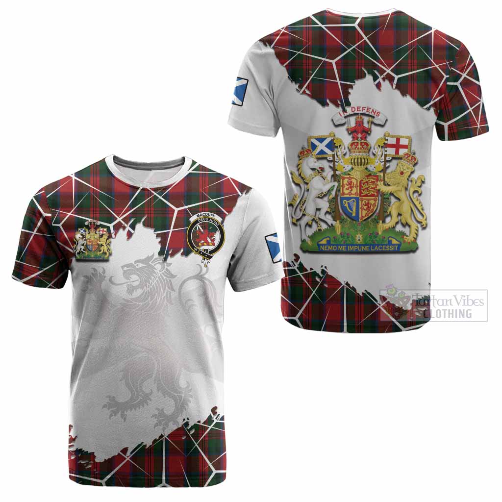 MacDuff (McDuff) Tartan Cotton T-shirt with Family Crest and Lion Rampant Grunge Style