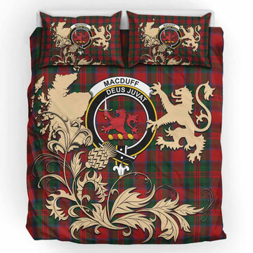 MacDuff (McDuff) Tartan Crest Bedding Set with Scottish Iconic Symbols 