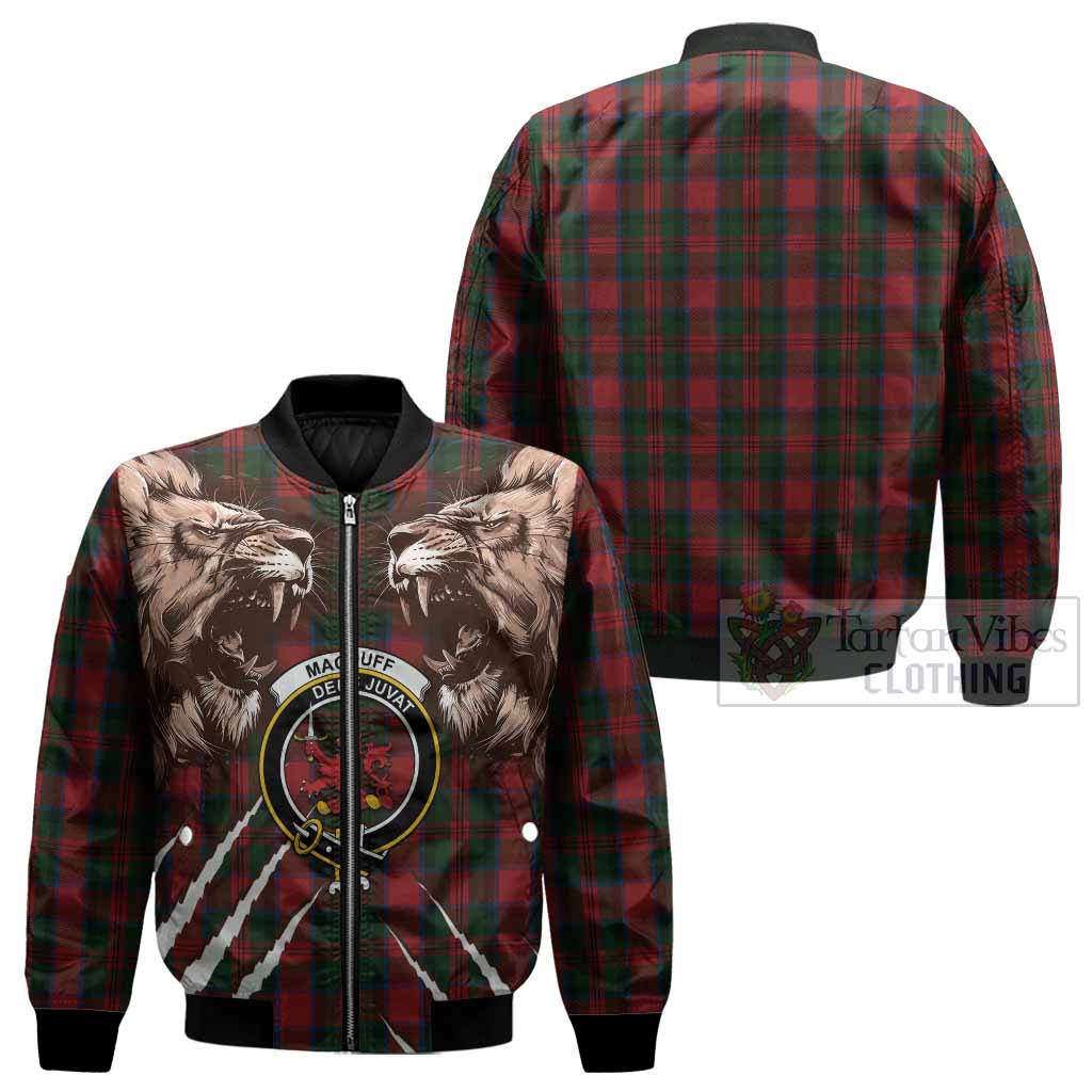 MacDuff (McDuff) Tartan Crest Bomber Jacket Ferocious Lion Style - Tartan Vibes Clothing