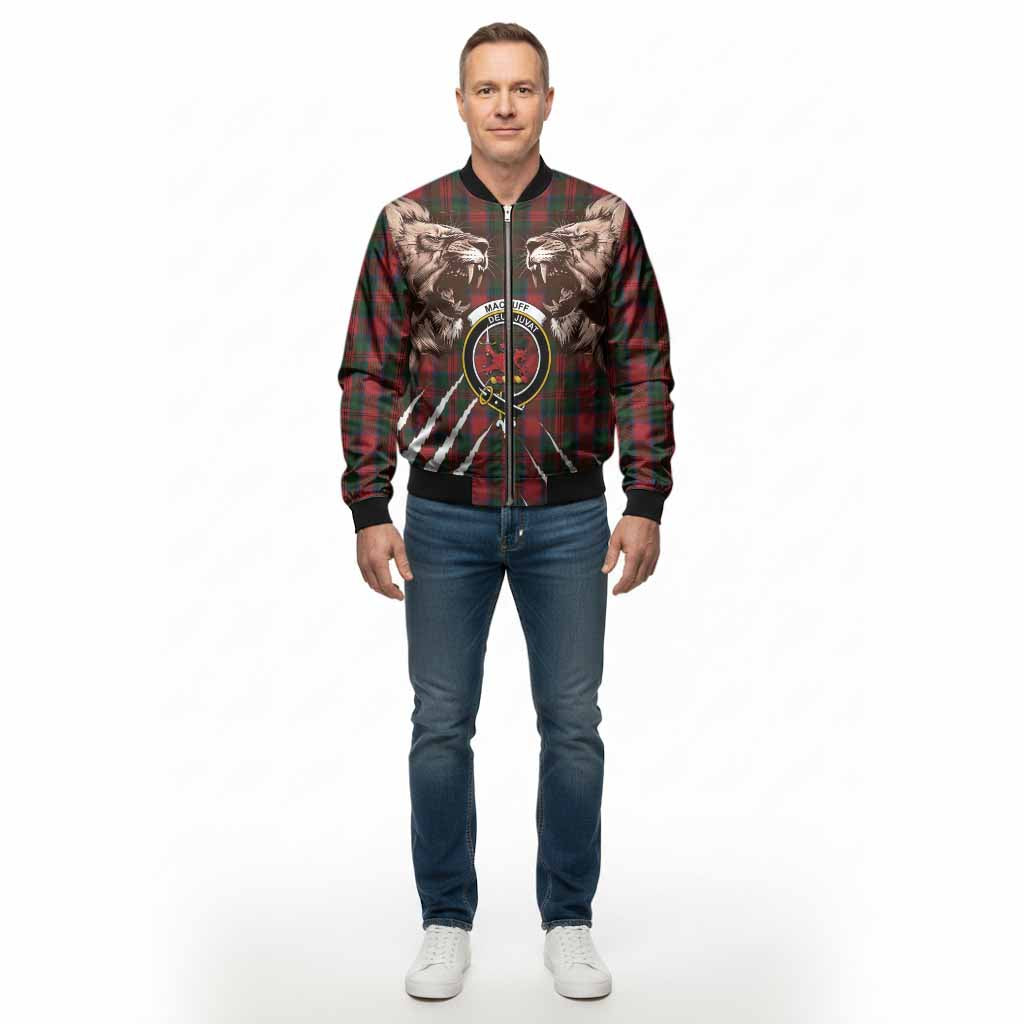 MacDuff (McDuff) Tartan Crest Bomber Jacket Ferocious Lion Style - Tartan Vibes Clothing