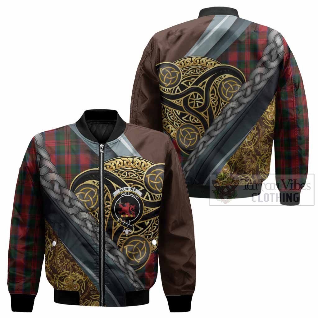 MacDuff (McDuff) Tartan Crest Bomber Jacket Scottish Triskele Celtic - Tartan Vibes Clothing