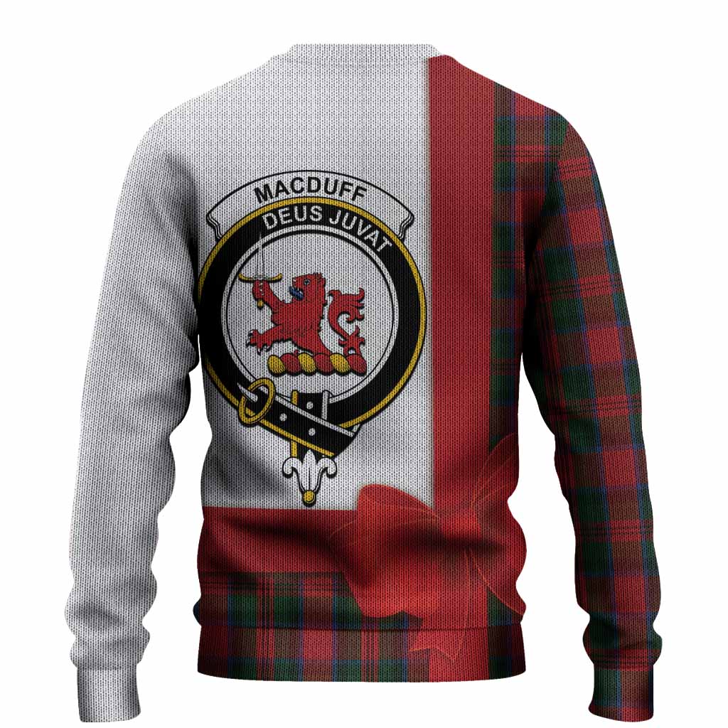 MacDuff (McDuff) Tartan Crest Christmas Christmas Ugly Sweater Highland Cow Bagpipes Coquette Bow Style