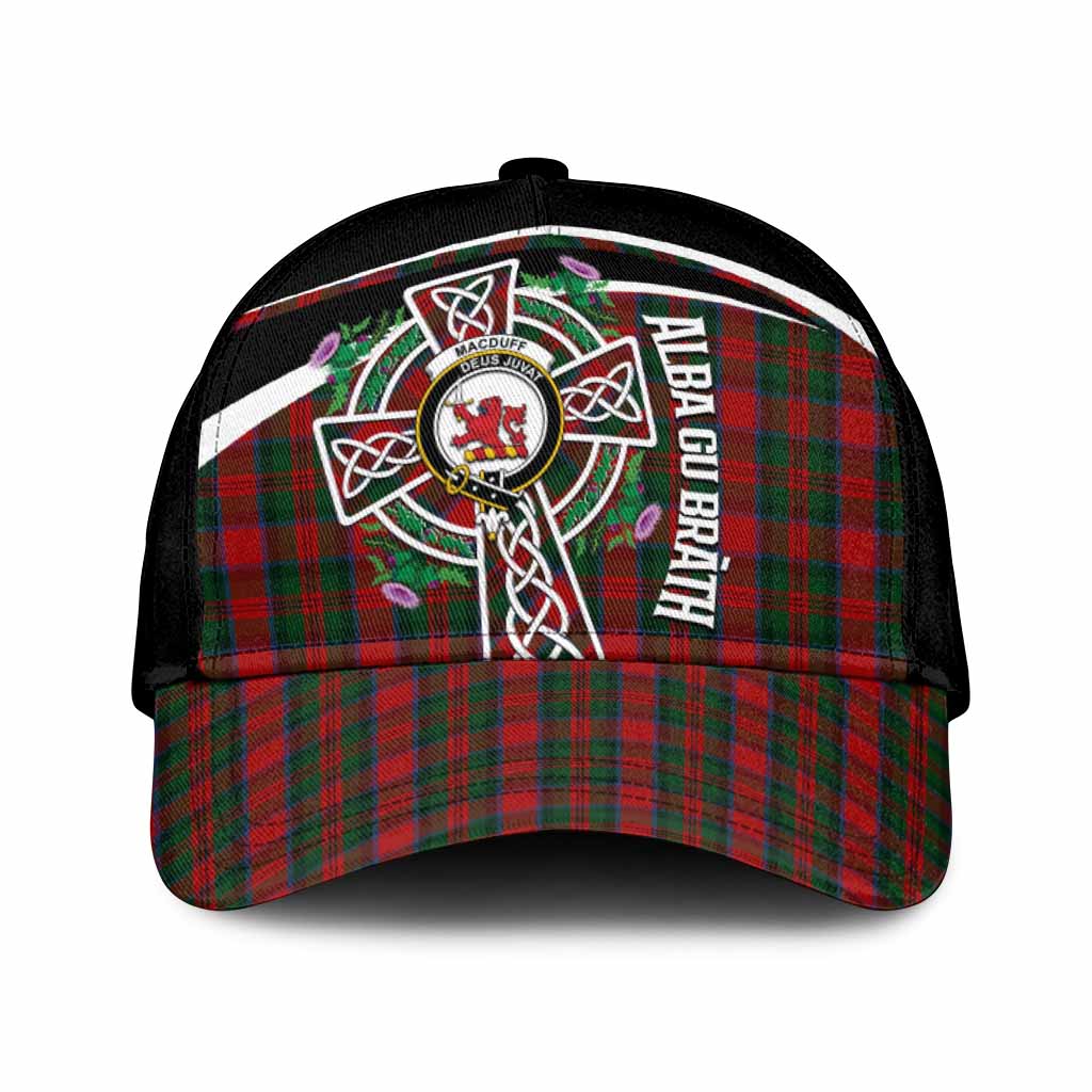 MacDuff (McDuff) Tartan Crest Classic Cap Scottish Thistle Celtic Cross Alba Gu Brath