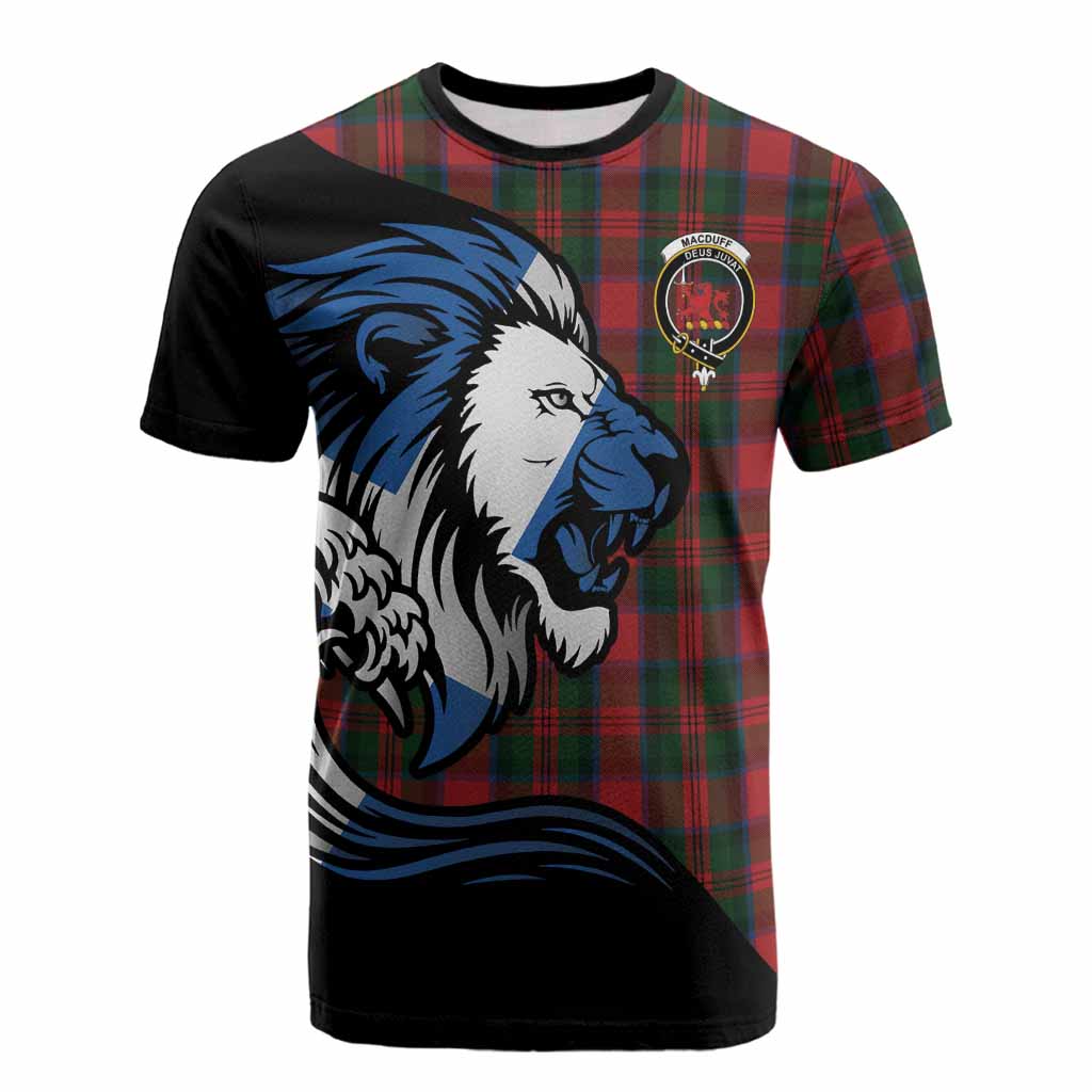 MacDuff (McDuff) Tartan Crest Cotton T-shirt Scottish Golden Lions Wave Flow