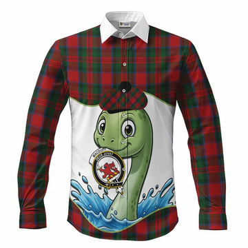MacDuff (McDuff) Tartan Crest Cute Nessie Long Sleeve Button Shirts Scottish Loch Ness Monster