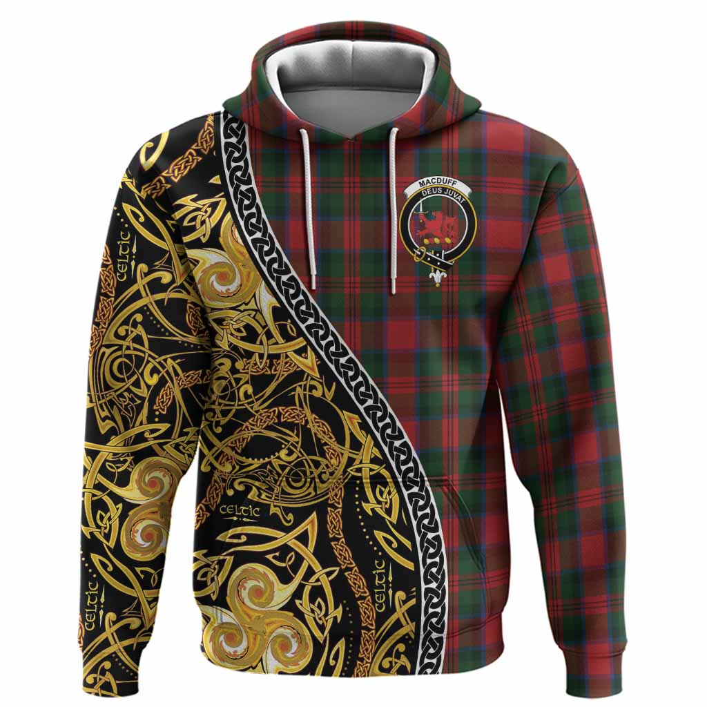 MacDuff (McDuff) Tartan Crest Hoodie Celtic Knot and Triple Trickle Spiral Symbols