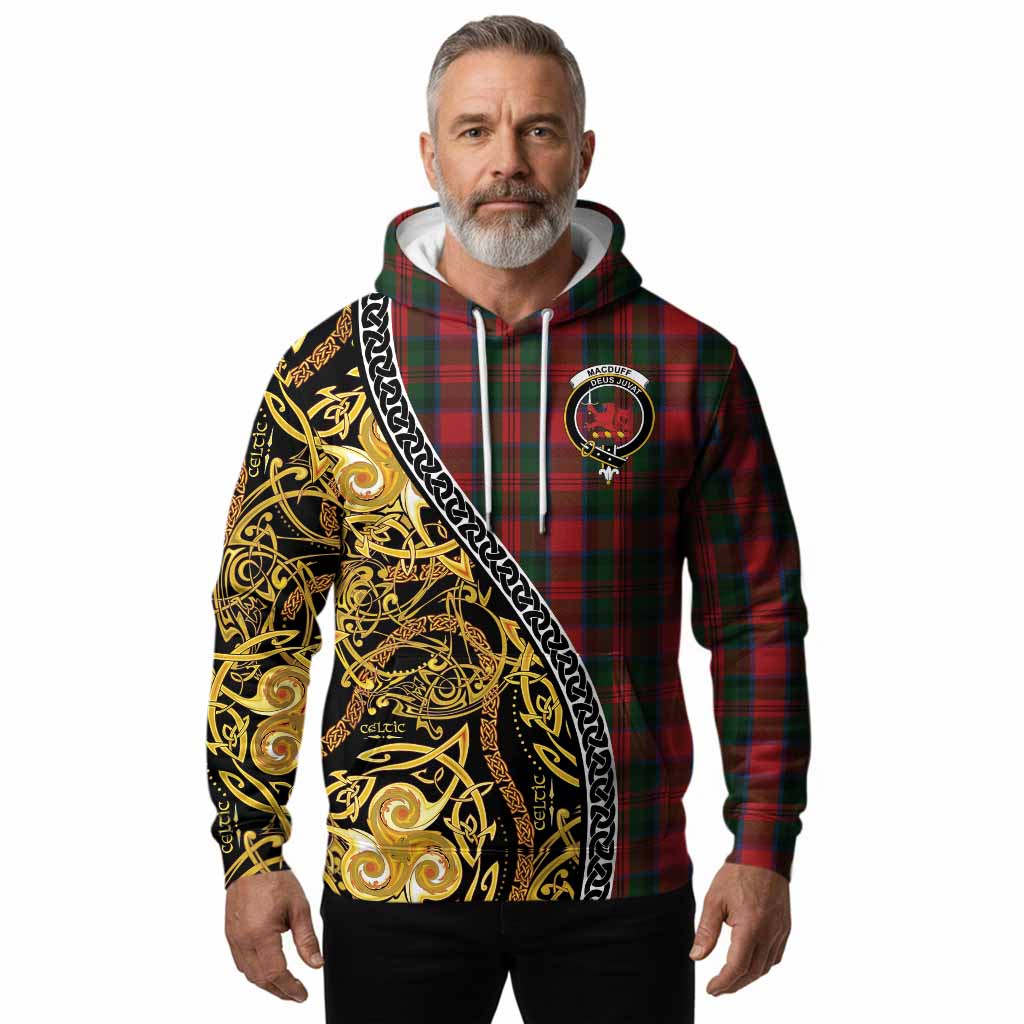 MacDuff (McDuff) Tartan Crest Hoodie Celtic Knot and Triple Trickle Spiral Symbols