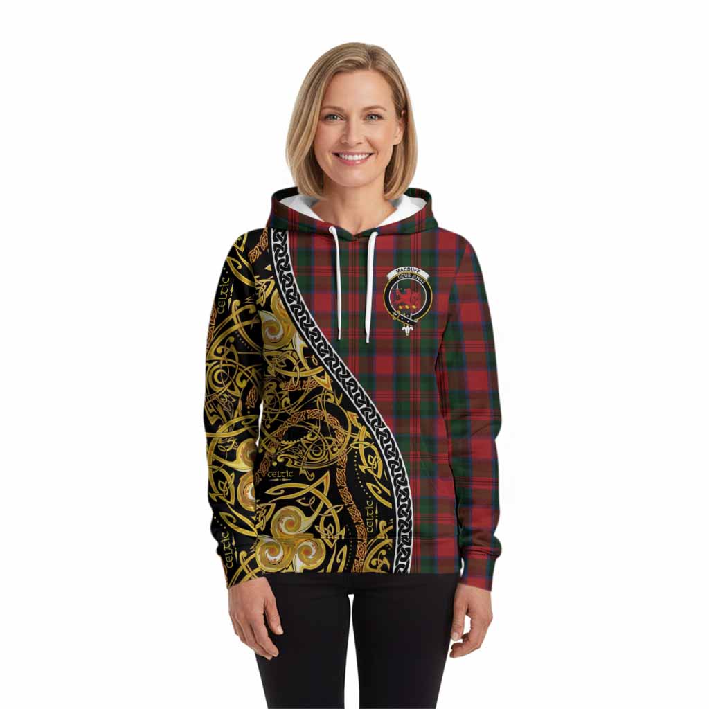 MacDuff (McDuff) Tartan Crest Hoodie Celtic Knot and Triple Trickle Spiral Symbols