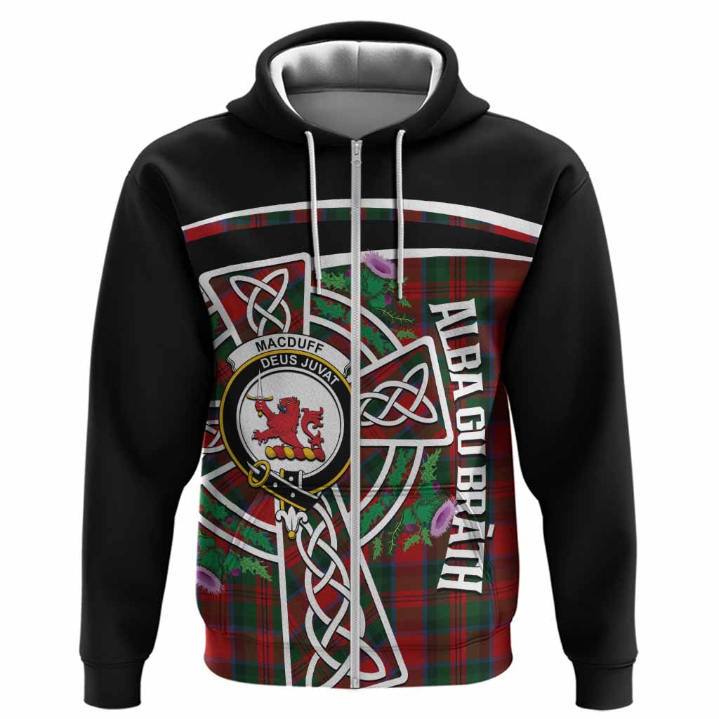 MacDuff (McDuff) Tartan Crest Hoodie Scottish Thistle Celtic Cross Alba Gu Brath
