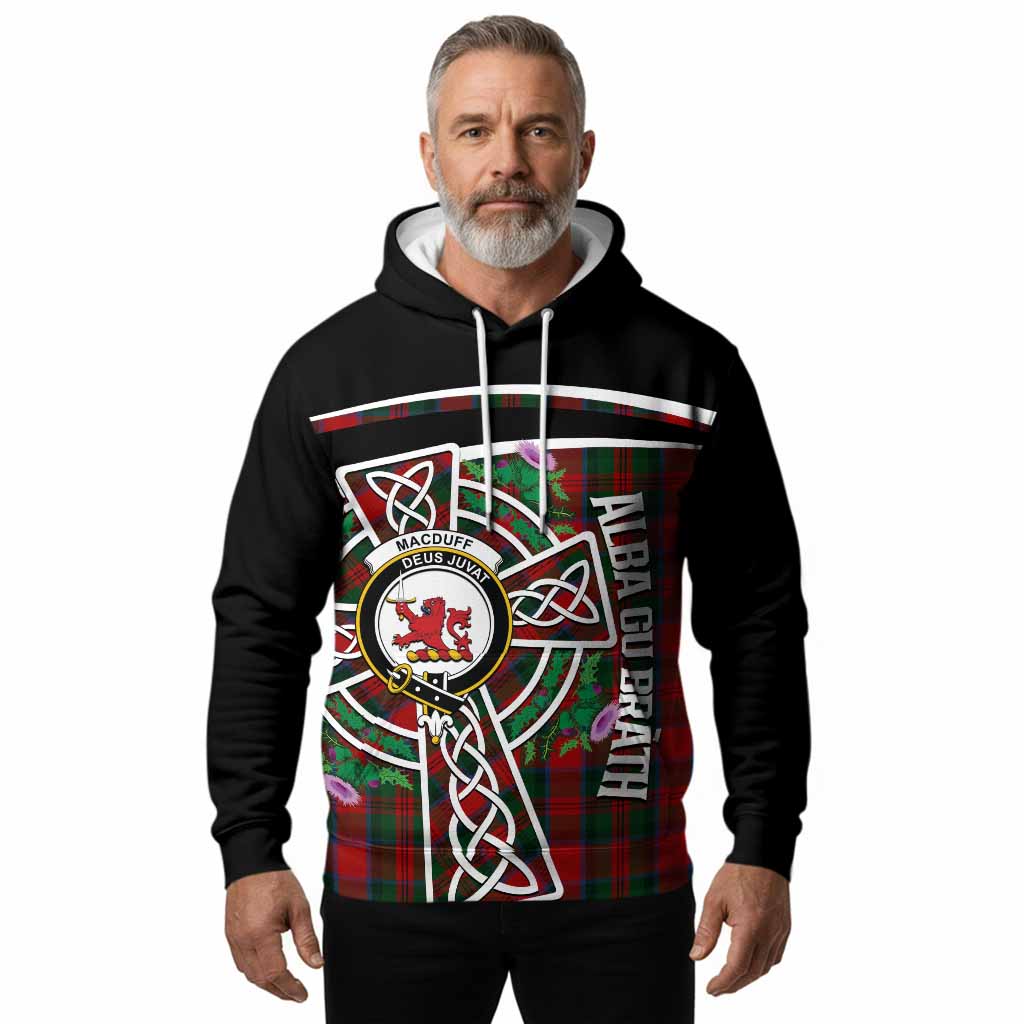 MacDuff (McDuff) Tartan Crest Hoodie Scottish Thistle Celtic Cross Alba Gu Brath