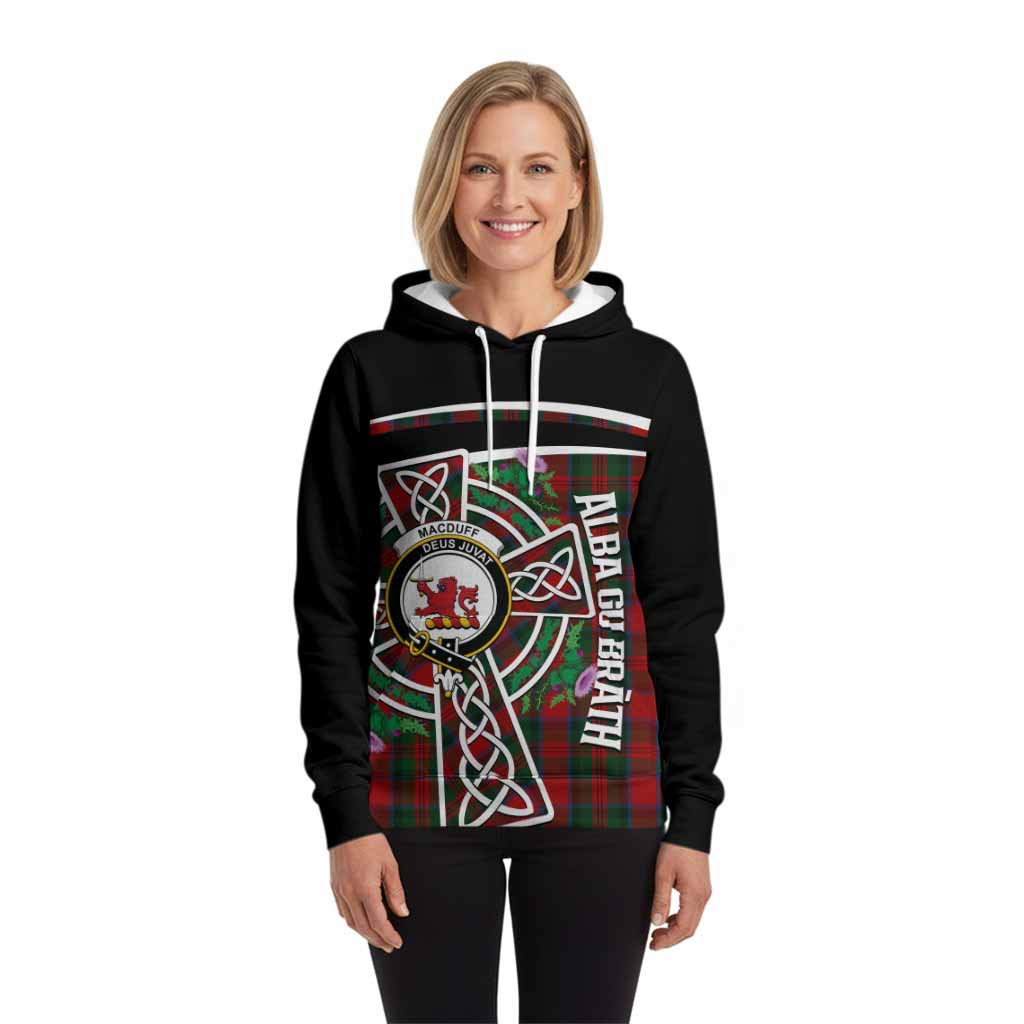 MacDuff (McDuff) Tartan Crest Hoodie Scottish Thistle Celtic Cross Alba Gu Brath