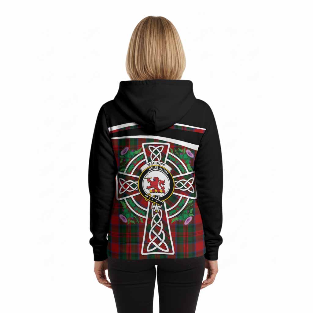 MacDuff (McDuff) Tartan Crest Hoodie Scottish Thistle Celtic Cross Alba Gu Brath
