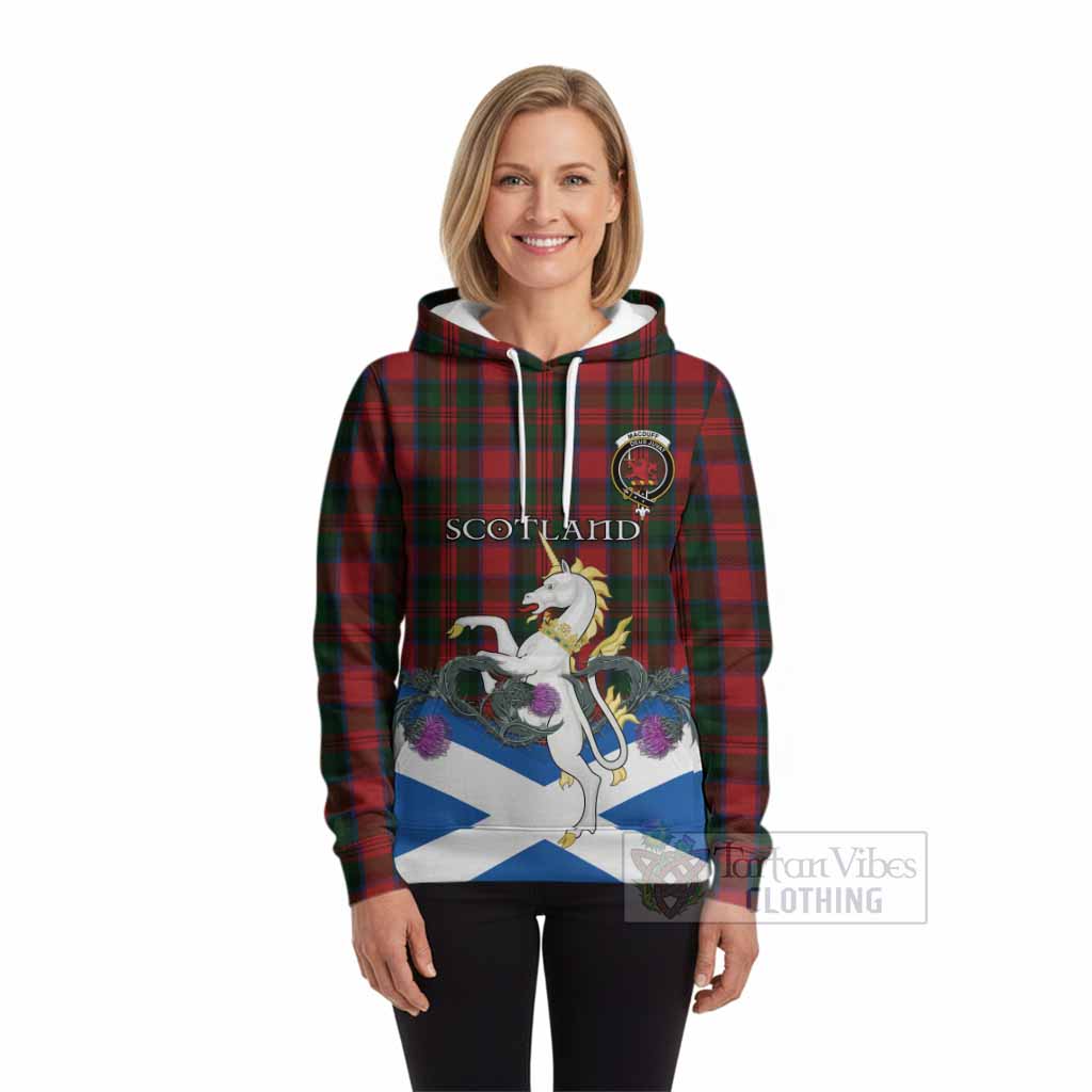 MacDuff (McDuff) Tartan Crest Hoodie Scottish Unicorn With Thistle