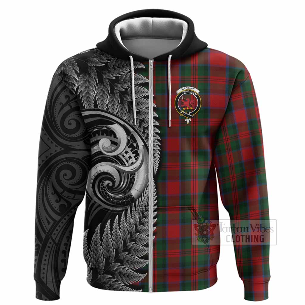 MacDuff (McDuff) Tartan Crest Hoodie With New Zealand Silver Fern Maori Koru