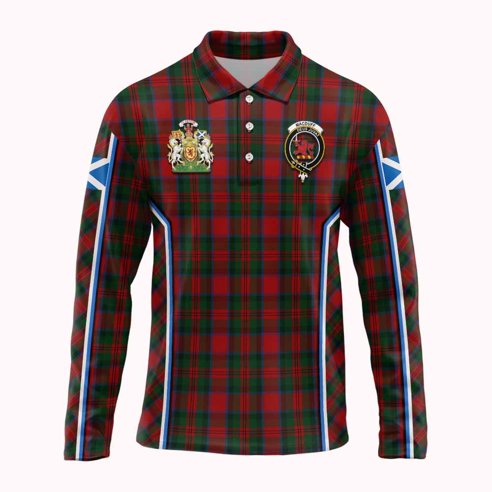 MacDuff (McDuff) Tartan Crest Long Sleeve Polo Shirt Scotland Coat of Arm Flag Style - Tartan Vibes Clothing