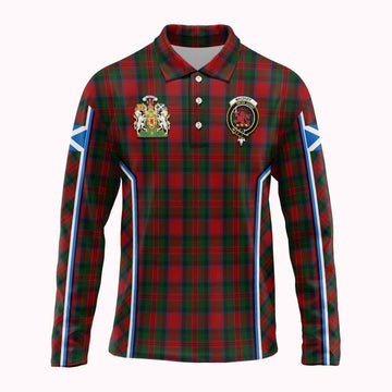 MacDuff (McDuff) Tartan Crest Long Sleeve Polo Shirt Scotland Coat of Arm Flag Style