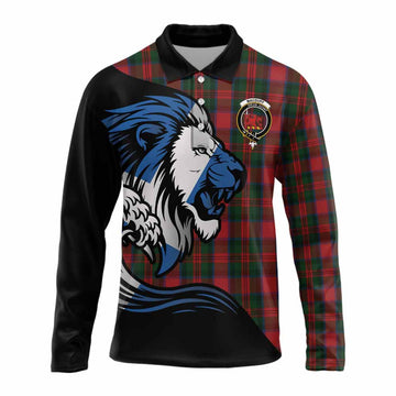 MacDuff (McDuff) Tartan Crest Long Sleeve Polo Shirt Scottish Golden Lions Wave Flow