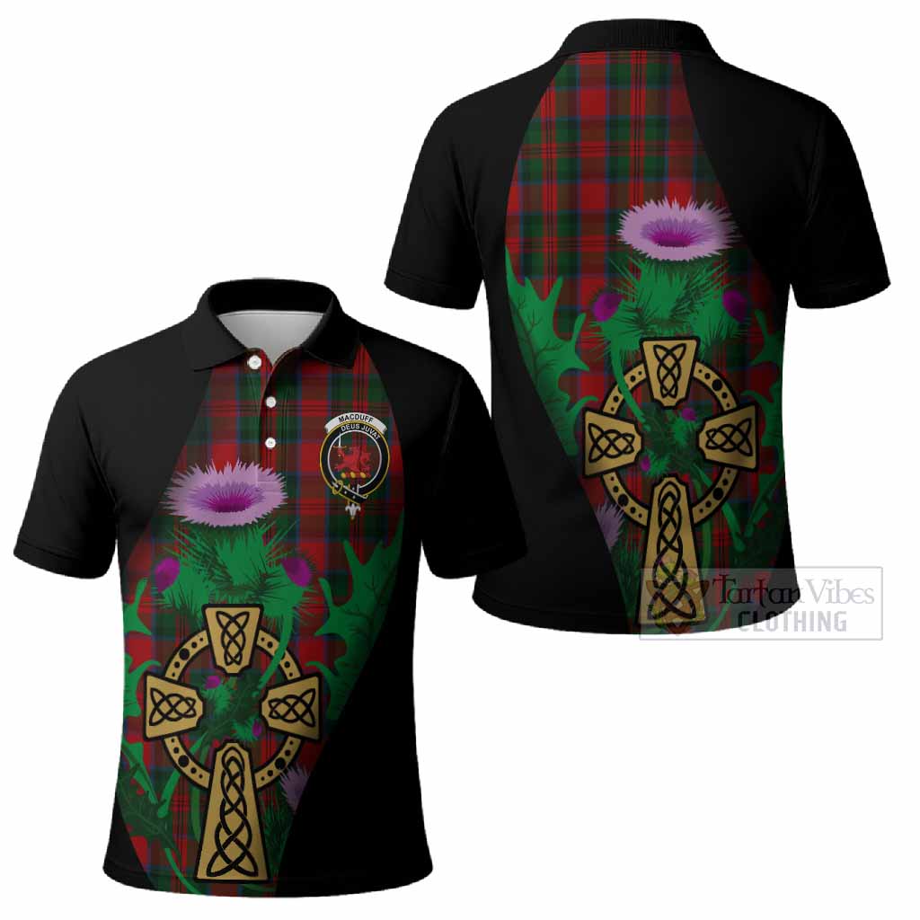 MacDuff (McDuff) Tartan Crest Polo Shirt Celtic Cross Thistle Flowers