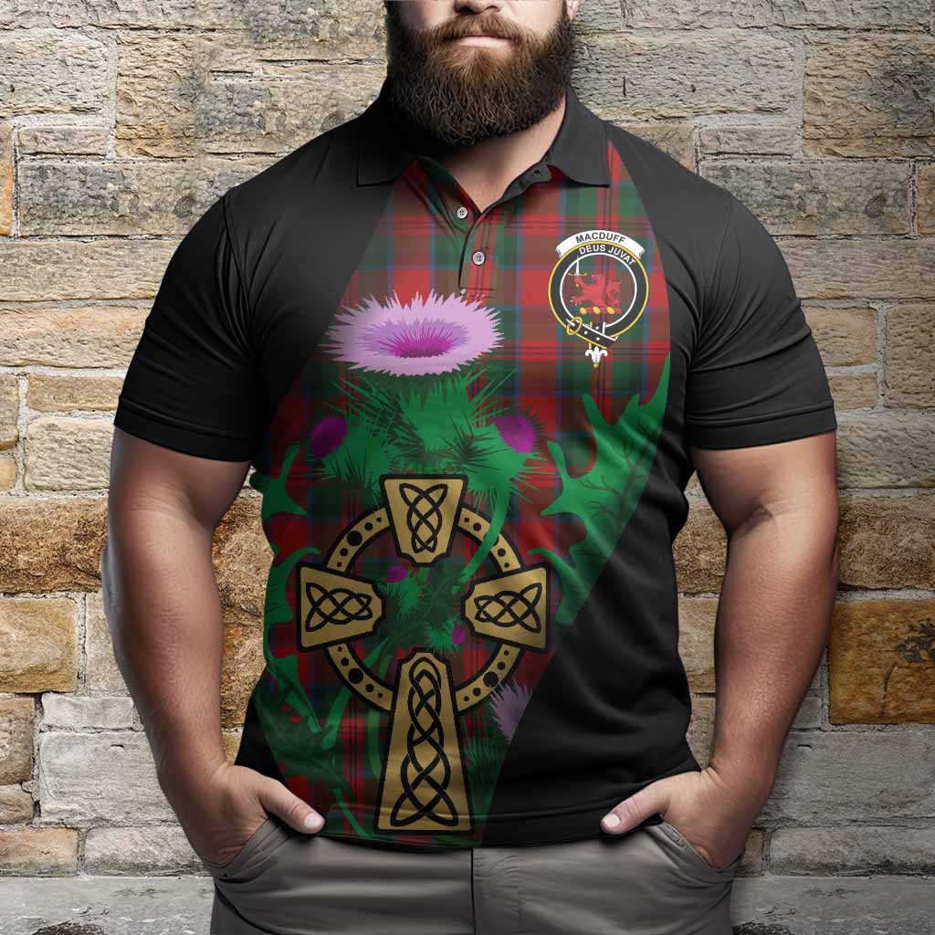 MacDuff (McDuff) Tartan Crest Polo Shirt Celtic Cross Thistle Flowers