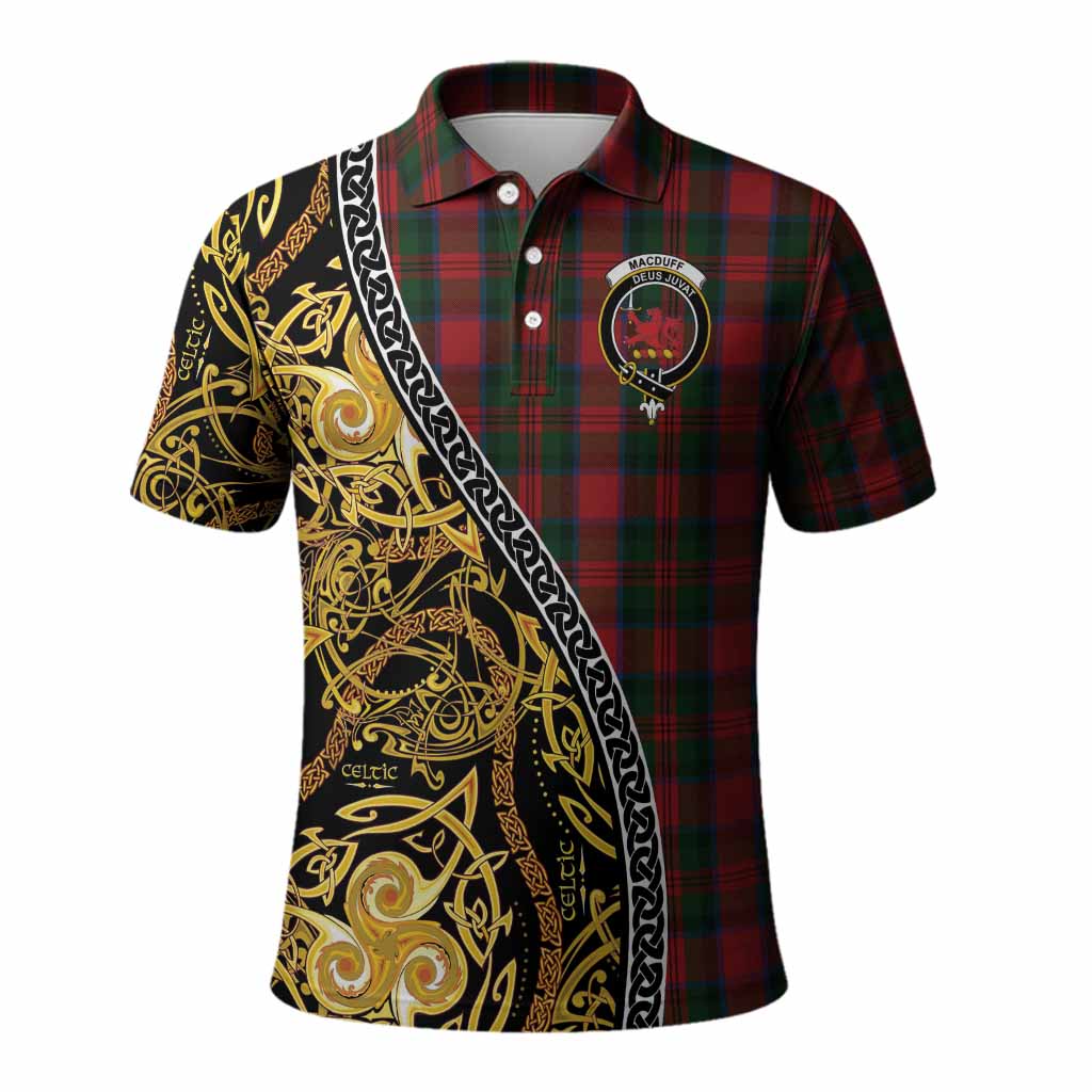 MacDuff (McDuff) Tartan Crest Polo Shirt Celtic Knot and Triple Trickle Spiral Symbols