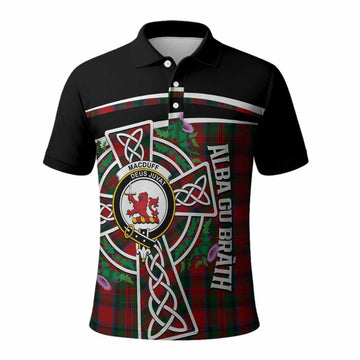 MacDuff (McDuff) Tartan Crest Polo Shirt Scottish Thistle Celtic Cross Alba Gu Brath