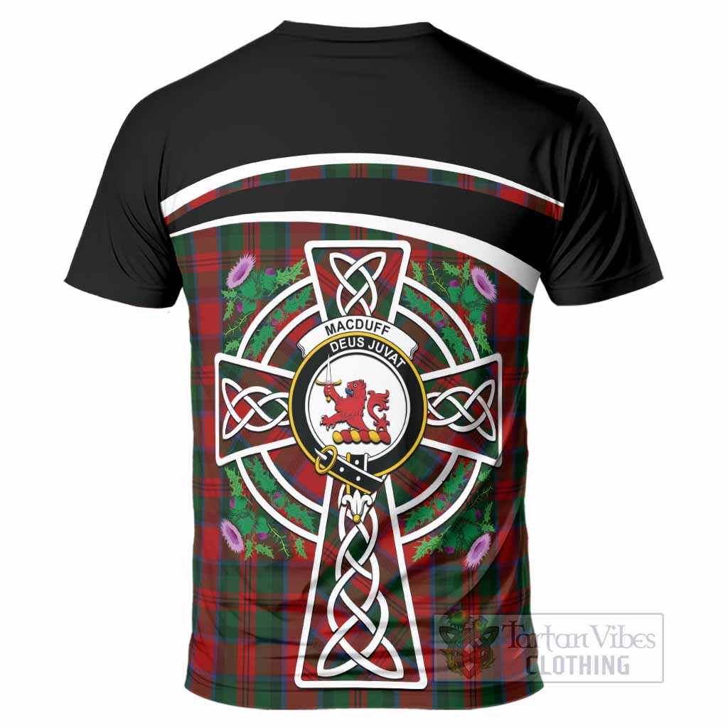 MacDuff (McDuff) Tartan Crest T-Shirt Scottish Thistle Celtic Cross Alba Gu Brath