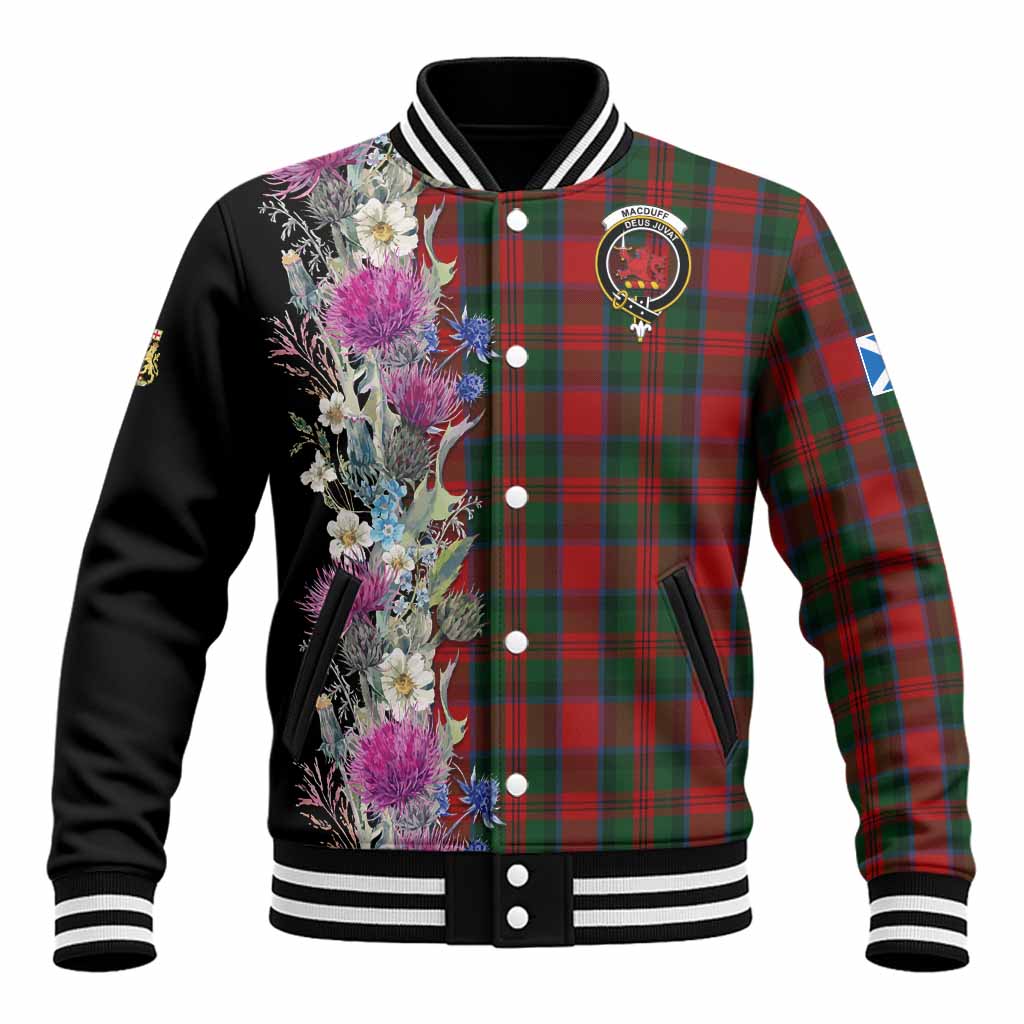 MacDuff (McDuff) Tartan Crest Thistle Floral Baseball Jacket Unisex - Tartan Vibes Clothing