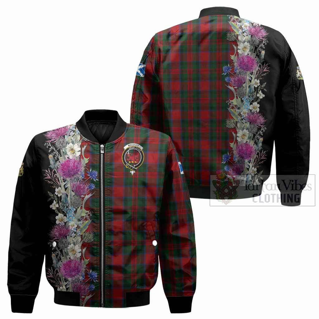 MacDuff (McDuff) Tartan Crest Thistle Floral Bomber Jacket - Tartan Vibes Clothing