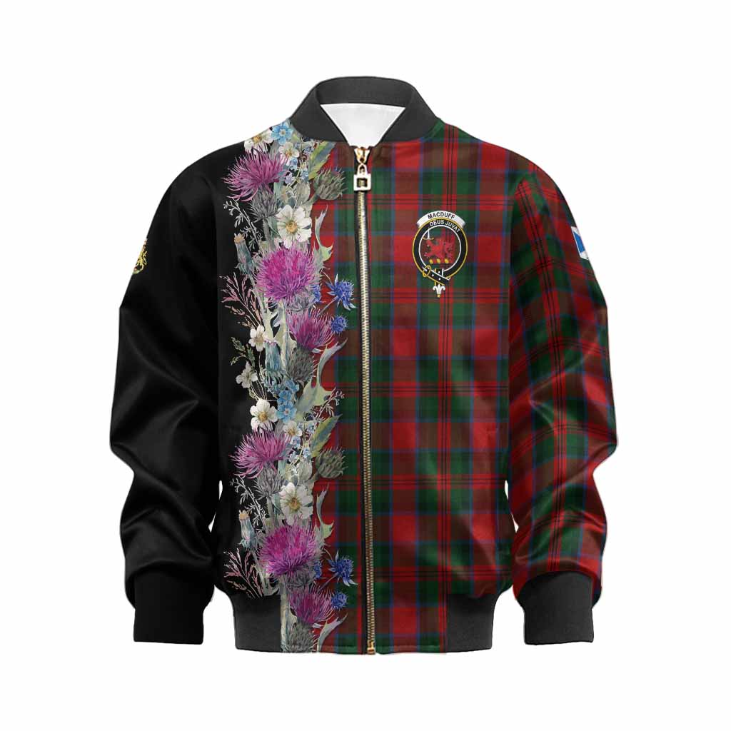 MacDuff (McDuff) Tartan Crest Thistle Floral Kid Bomber Jacket Kid XS - Tartan Vibes Clothing