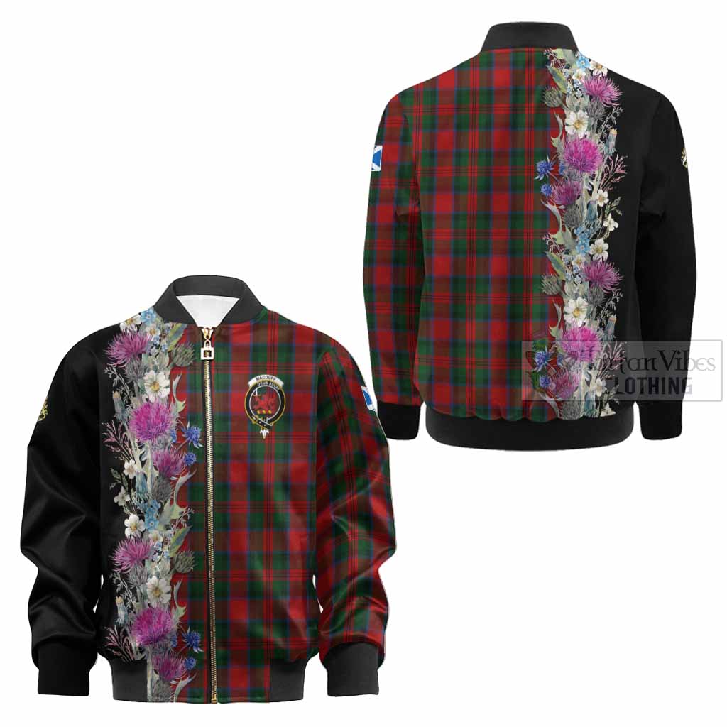 MacDuff (McDuff) Tartan Crest Thistle Floral Kid Bomber Jacket - Tartan Vibes Clothing