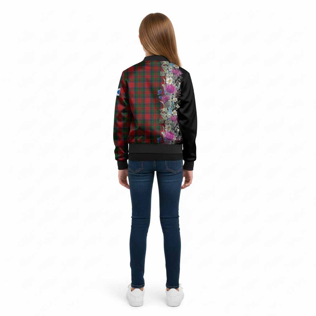MacDuff (McDuff) Tartan Crest Thistle Floral Kid Bomber Jacket - Tartan Vibes Clothing