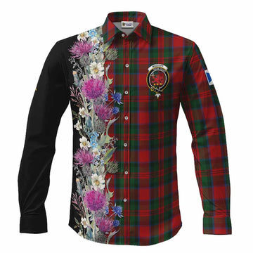 MacDuff (McDuff) Tartan Crest Thistle Floral Long Sleeve Button Shirts Men's Shirt S - Tartan Vibes Clothing