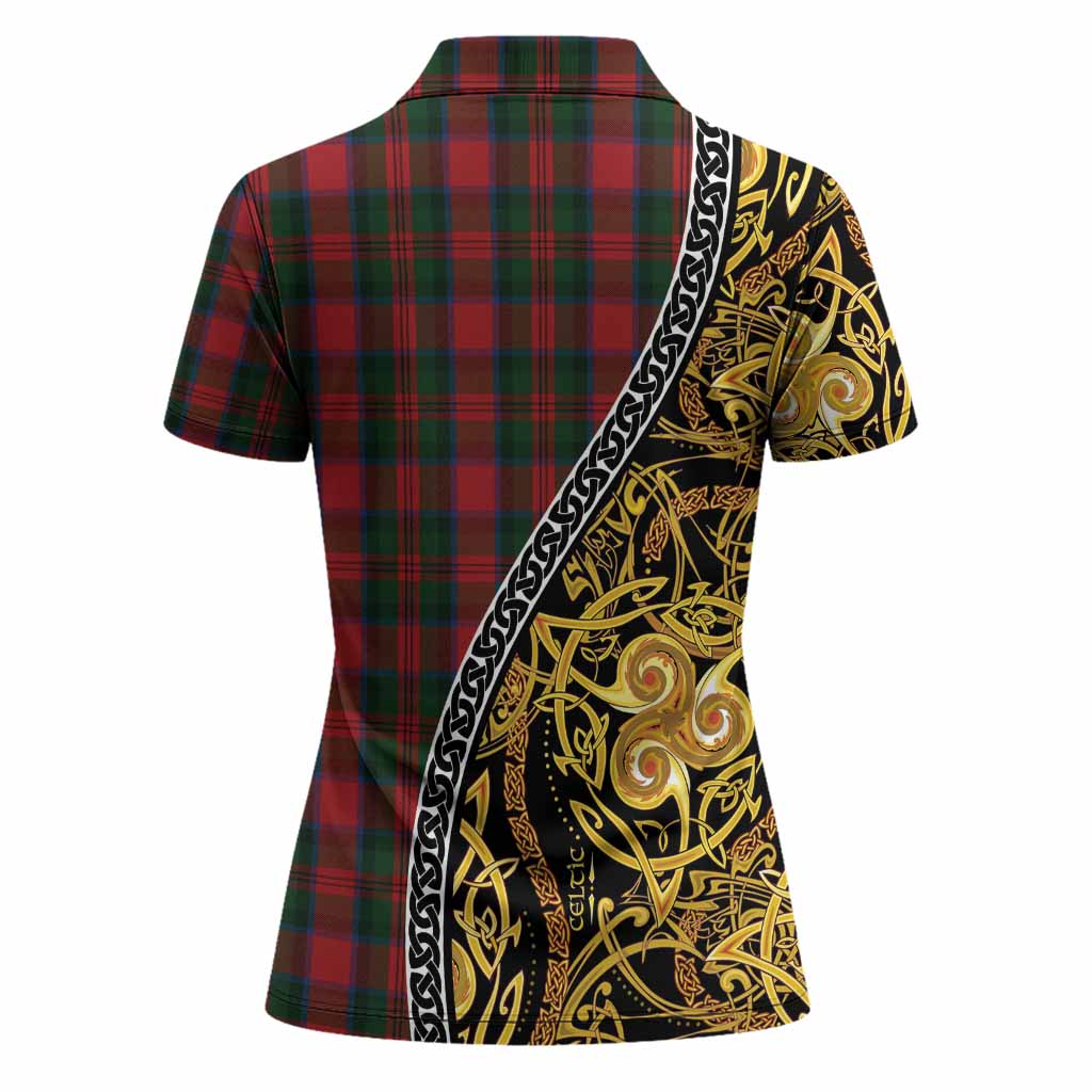 MacDuff (McDuff) Tartan Crest Women Polo Shirt Celtic Knot and Triple Trickle Spiral Symbols