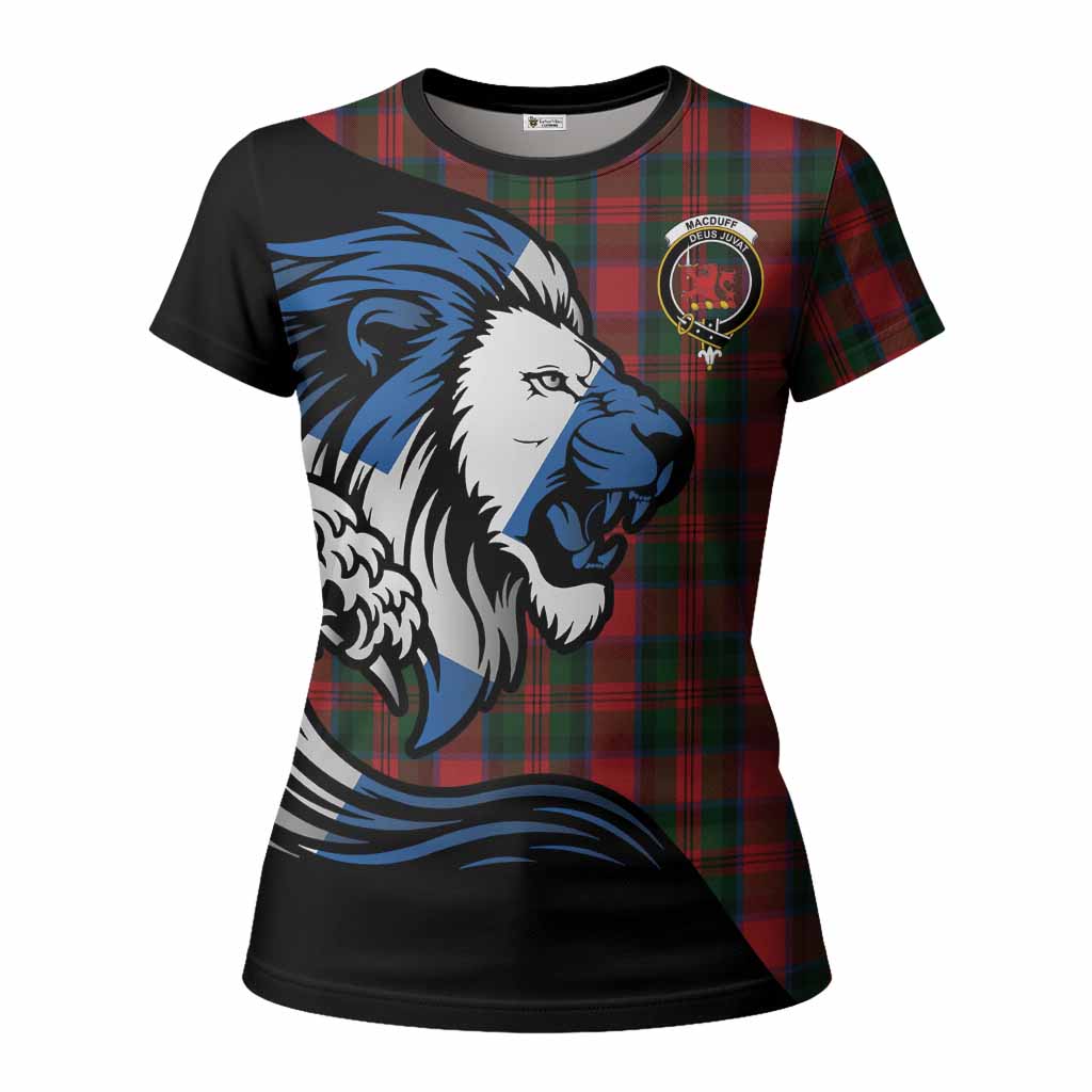 MacDuff (McDuff) Tartan Crest Women T shirt Scottish Golden Lions Wave Flow