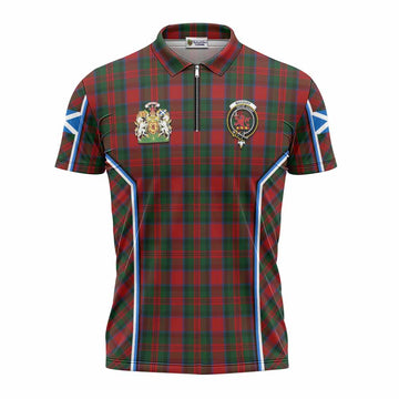 MacDuff (McDuff) Tartan Crest Zipper Polo Shirt Scotland Coat of Arm Flag Style
