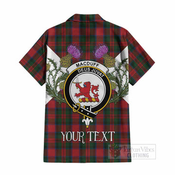 MacDuff (McDuff) Tartan Family Crest Cotton Hawaiian Shirt Scottish Burns Night Thistle Floral