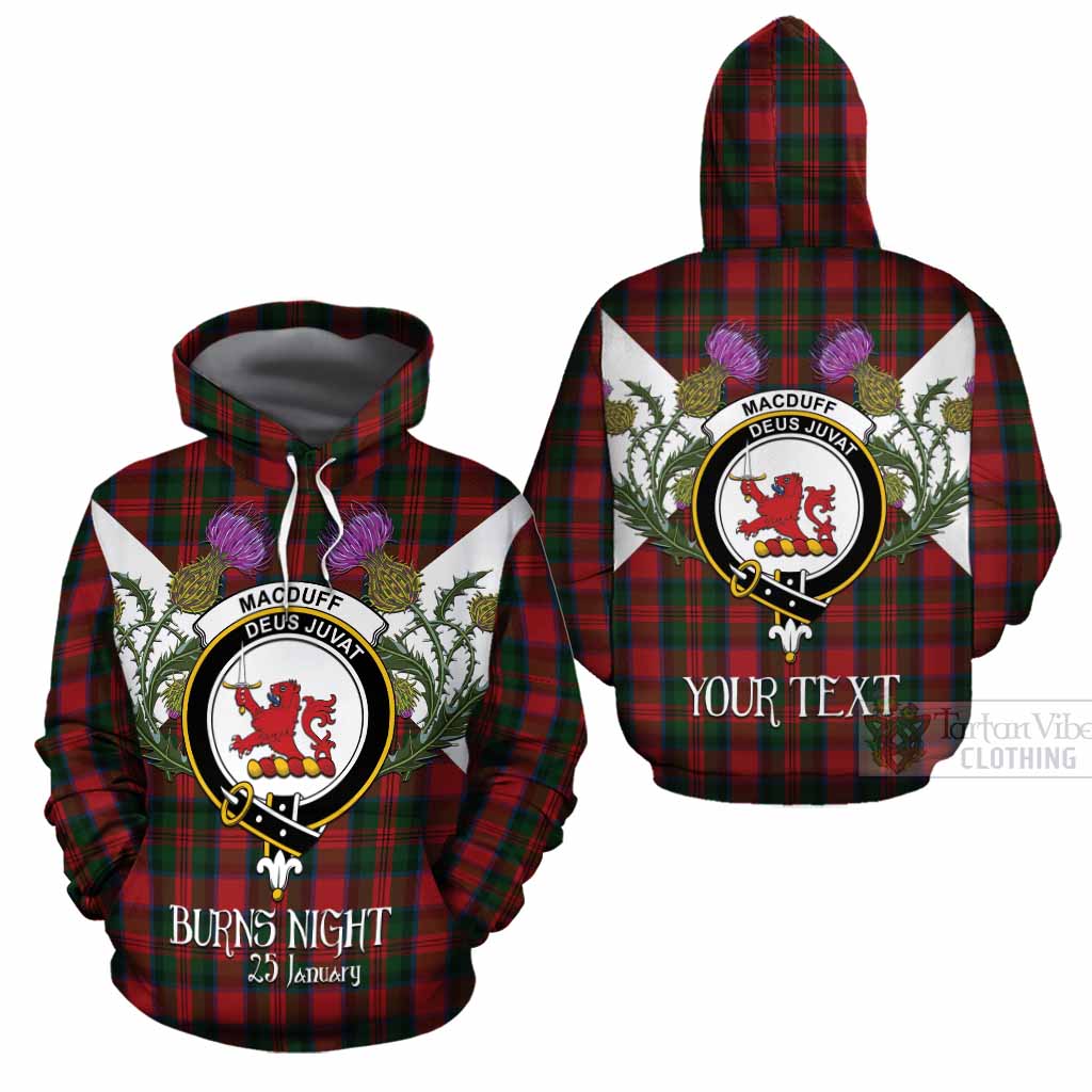 MacDuff (McDuff) Tartan Family Crest Cotton Hoodie Scottish Burns Night Thistle Floral