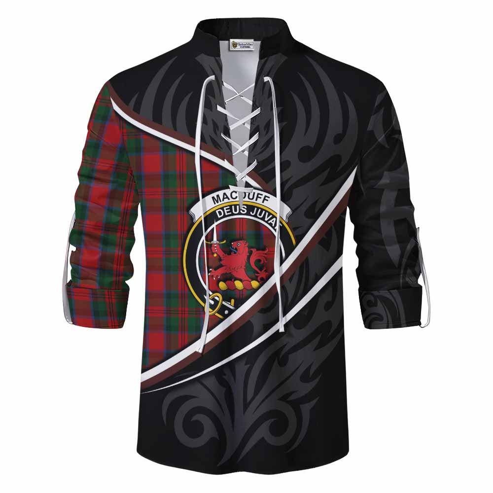 MacDuff (McDuff) Tartan Family Crest Ghillie Kilt Shirt Celtic Scottish Thistle Floral - Tartan Vibes Clothing