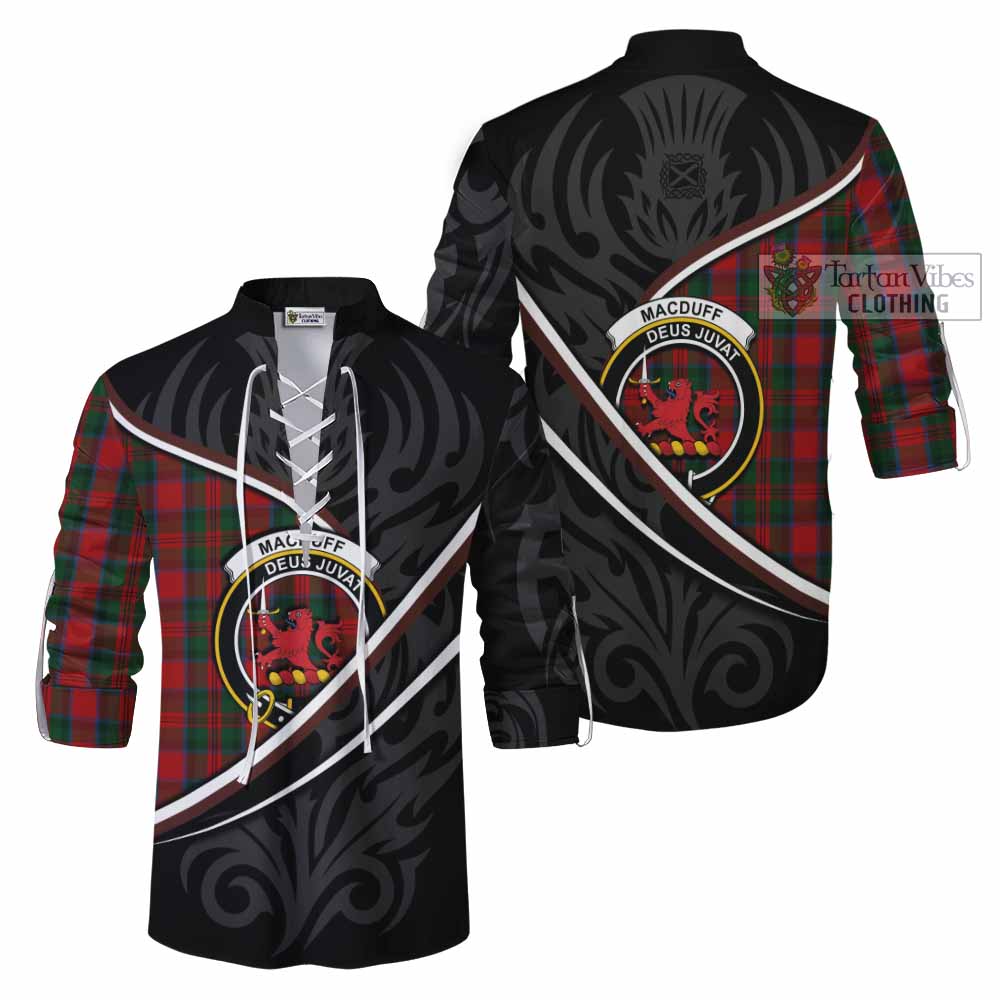 MacDuff (McDuff) Tartan Family Crest Ghillie Kilt Shirt Celtic Scottish Thistle Floral - Tartan Vibes Clothing