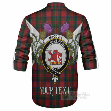 MacDuff (McDuff) Tartan Family Crest Ghillie Shirt Scottish Burns Night Thistle Floral
